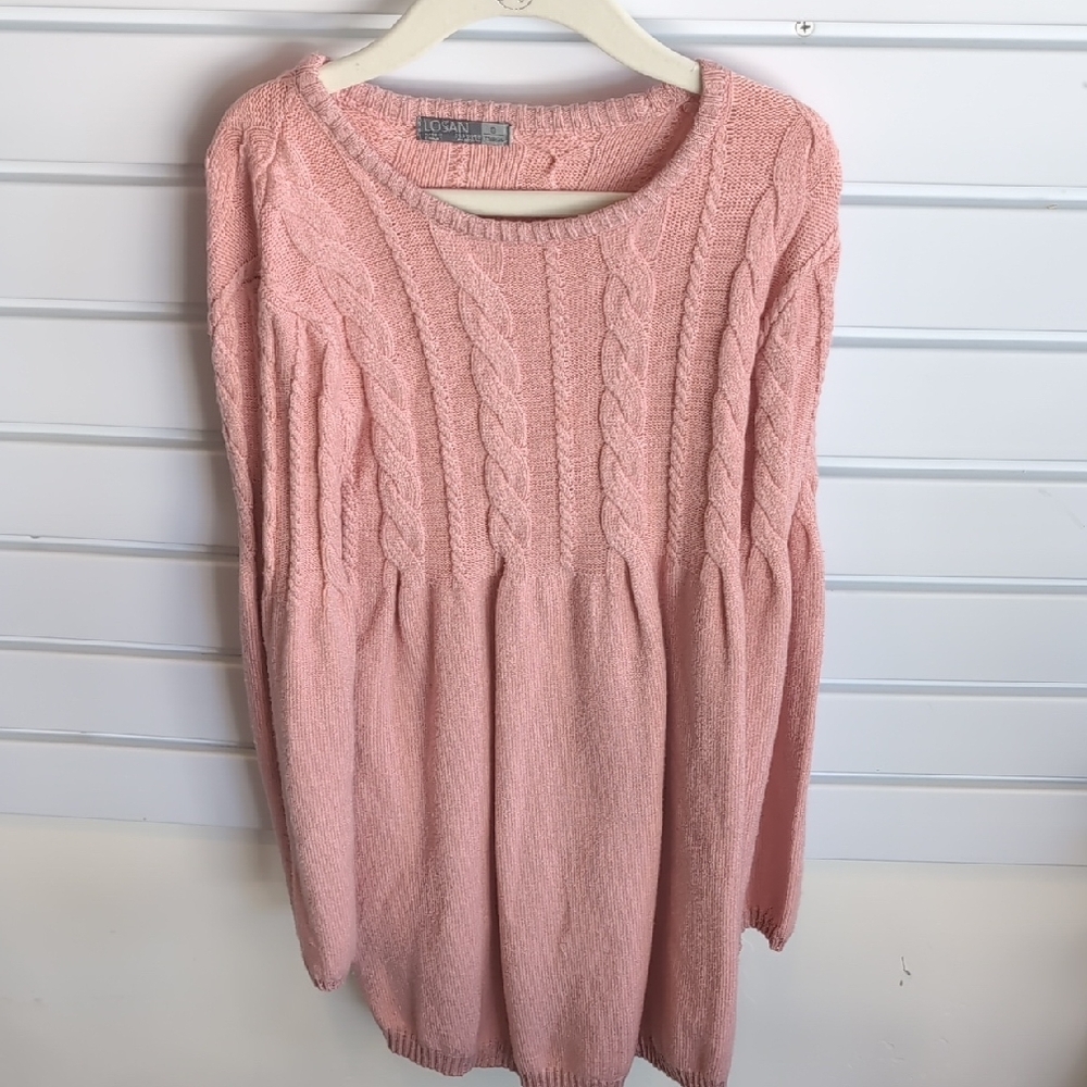 Cozy Pink Cable Knit Dress